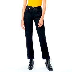 Re / Done High Rise Stove Pipe Jeans in Black